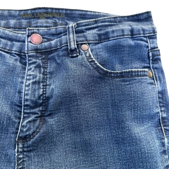 Karl Lagerfeld Straight Leg Mid-Rise Jeans, Size 8, Blue Medium Wash - Picture 5 of 11